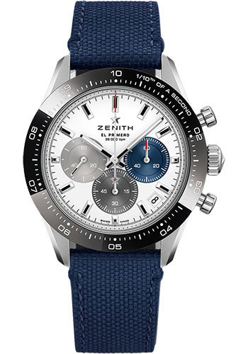 Zenith Chronomaster Sport Watch - Steel And Ceram - White Matte Dial - Rubber Strap - 03.3100.3600/69.C823