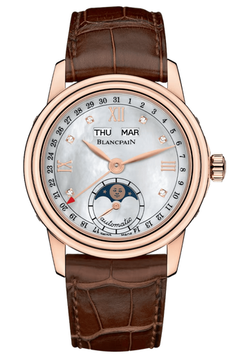 Blancpain Ladybird Quantieme Complet Mother of Pearl Red Gold Alligator Ladies Watch - 2360 3691A 55A