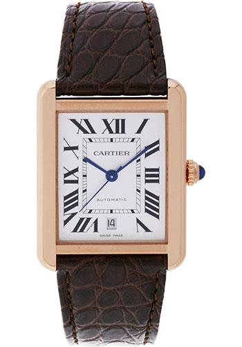 Cartier Tank Solo Extra Large Model Watch - 31 x 40.8 mm Pink Gold And Steel Case - Matt Brown Alligator Strap - W5200026